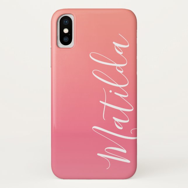 Coques Case-Mate iPhone Nom personnalisé Ombre Peach Pink (Dos)