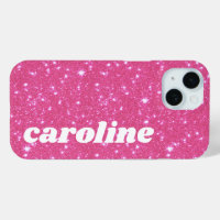 Nom personnalisé Paillettes Rose Chaude Rétro