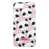 Nom personnalisé Panda Face Motif rose