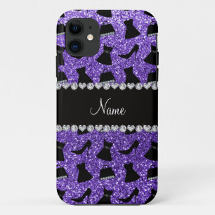 Coque Case-Mate Pour iPhone Nom personnalisé parties scintillant violet hauts