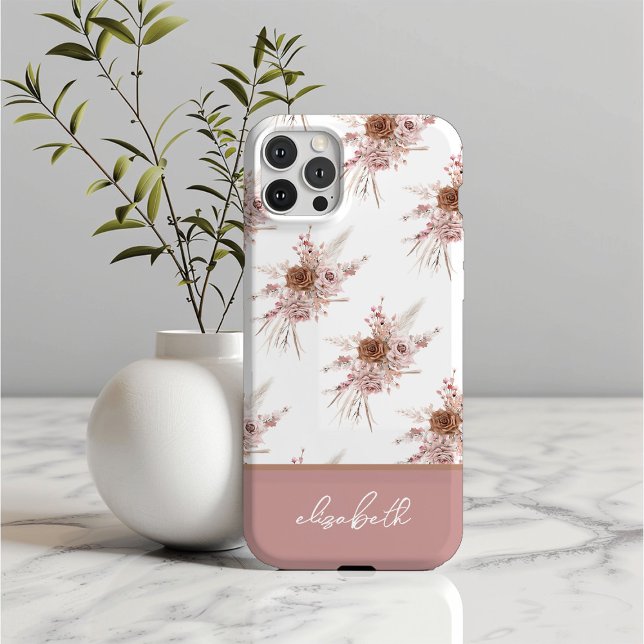 Coques Case-Mate iPhone Nom personnalisé personnalisé rose floral (Créateur téléchargé)