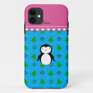 Coque iPhone 11 Nom personnalisé pingouin ciel étoile