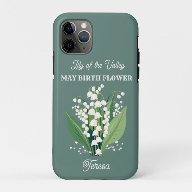 Coques Case-Mate iPhone Nom personnalisé pour la fleur de naissance de mai (Dos)