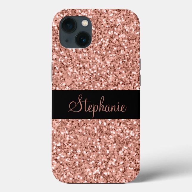 Coques Case-Mate iPhone Nom personnalisé Rose Gold Parties scintillant Épe (Verso)