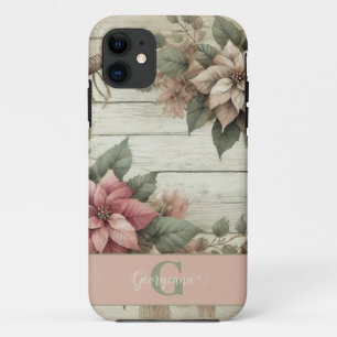 Case-Mate iPhone Case Nom Personnalisé Shabby Chic Pastel Poinsettias Ga