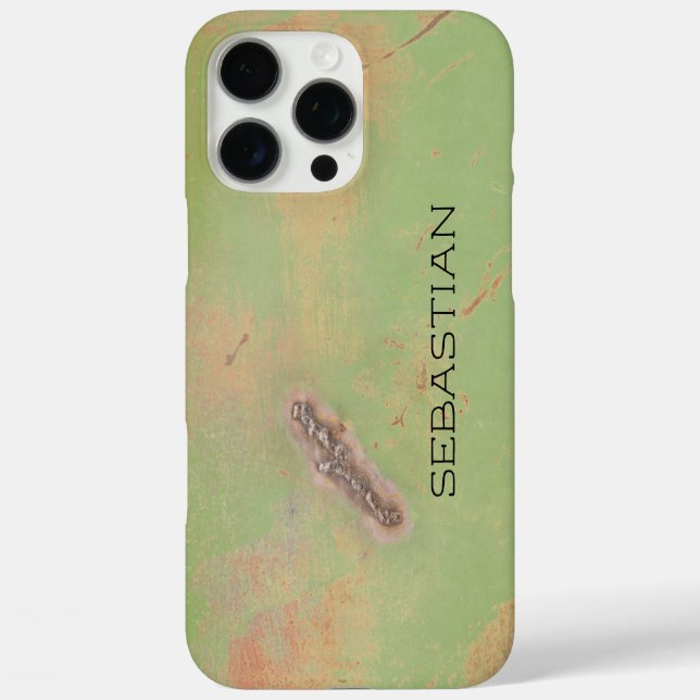 Coques Case-Mate iPhone Nom personnalisé Soudure de métal vert rustique (Verso)