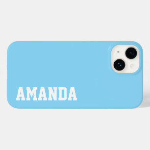 Coque Pour iPhone 14 Nom Personnalisé Style moderne Elégant couleur ble
