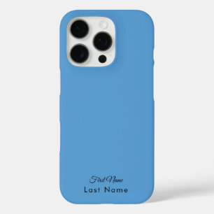 Coques iPhone 16 Pro Nom personnalisé sur couleur solide bleu doux simp