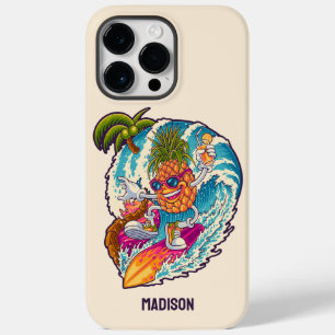 Coque Pour Pour iPhone 14 Pro Max Nom personnalisé Surfing Pineapple