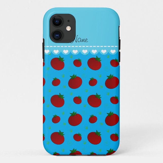 Coques Case-Mate iPhone Nom personnalisé tomates bleu ciel rouge (Dos)