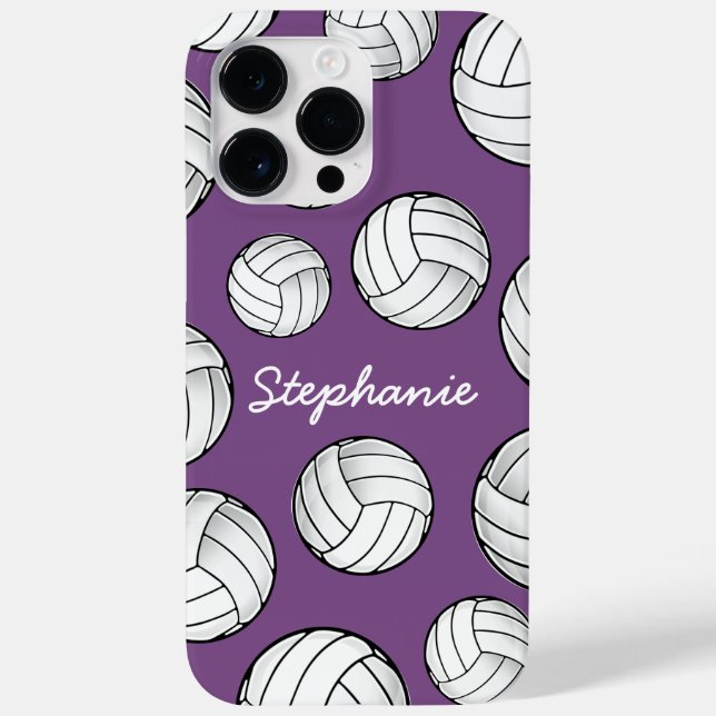 Coques Case-Mate iPhone Nom personnalisé unique Volleyball violet (Verso)