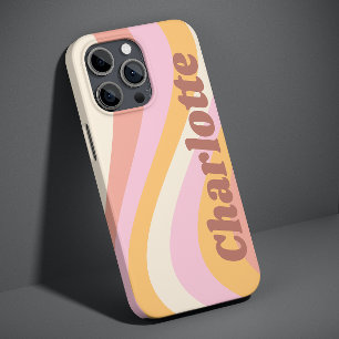 Case-Mate iPhone Case Nom personnalisé Vague Rétro Orange Rose