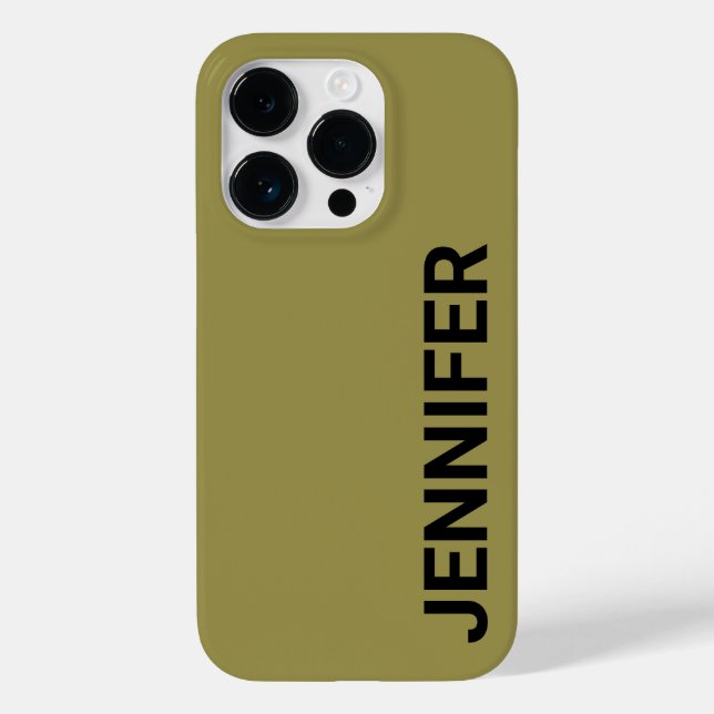 Coques Case-Mate iPhone Nom personnalisé vert décalé solide (Verso)