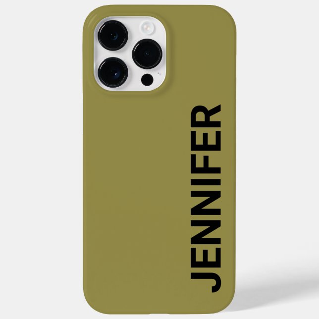 Coques Case-Mate iPhone Nom personnalisé vert décalé solide (Verso)