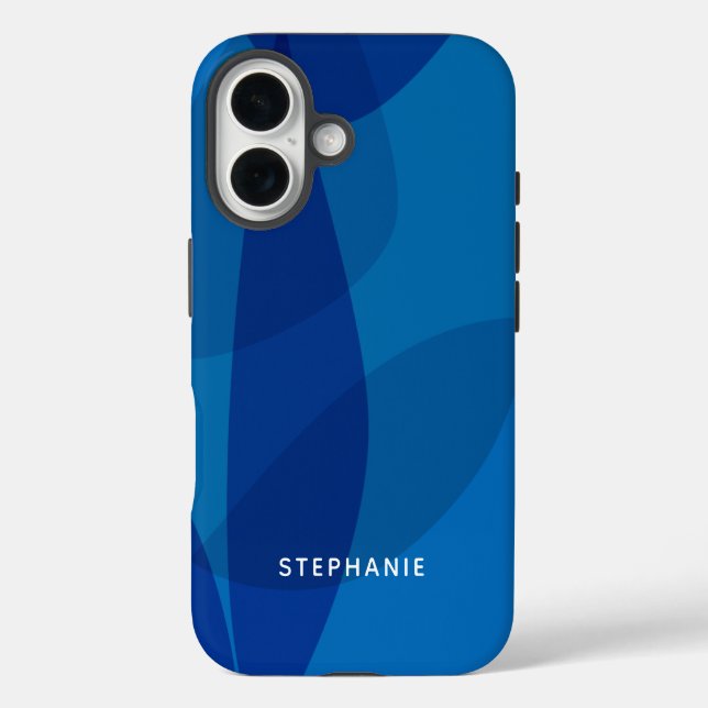Coques Case-Mate iPhone Nom personnalisé Vibrant Bleu moderne (Verso)