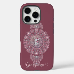 Coques iPhone 16 Pro Nom Personnalisé Whimsman Snowman Ornamental Manda
