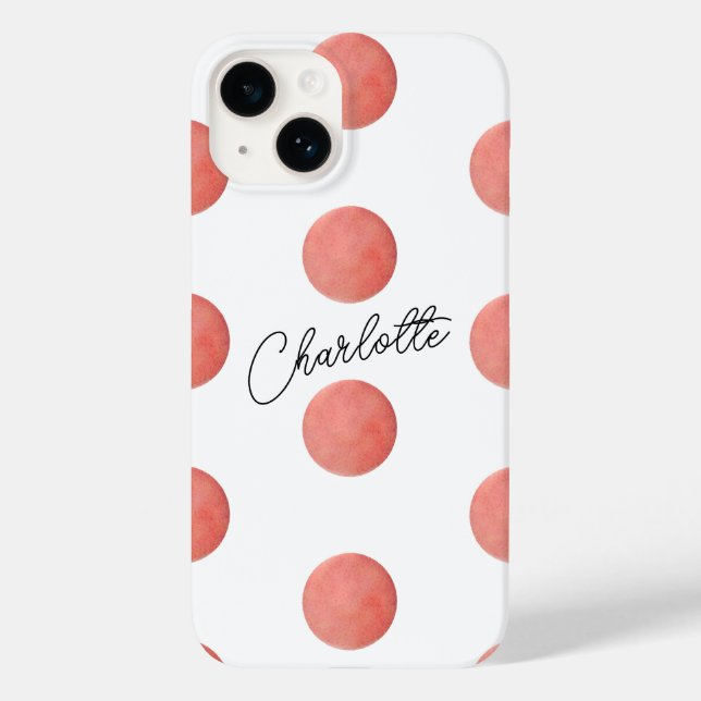 Coques Case-Mate iPhone Nom | Rose  Pois d'aquarelle or Motif (Verso)