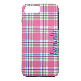 Case-Mate iPhone Case Nom rose, vert, bleu, pourpre de motif de plaid