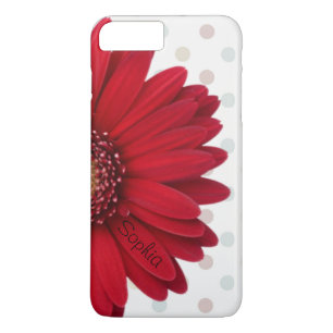 Coque iPhone 8 Plus/7 Plus Nom rouge de coutume de marguerite de point de