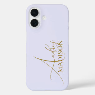 Coques iPhone 16 Nom Serif de script Purple Lavender