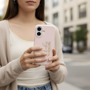 Coques iPhone 16 Nom Serif Script Rose