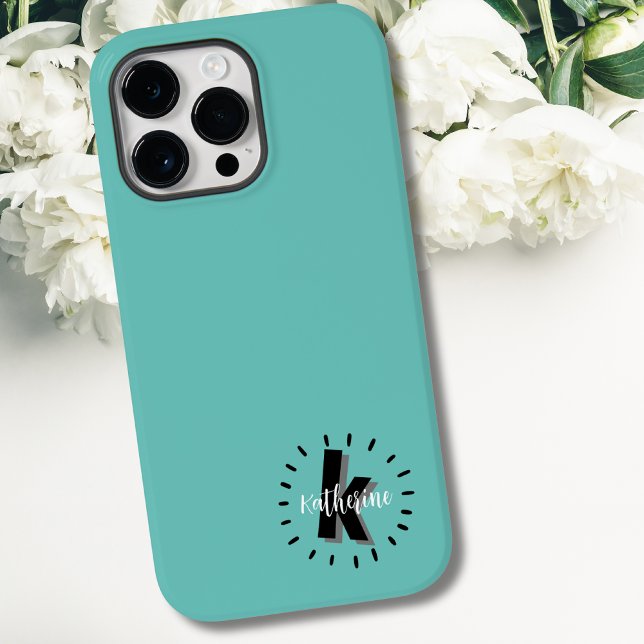 Coques Case-Mate iPhone Nom simple mignon Monogramme initial (Cute Name Initial Monogram Case-Mate iPhone 14 Pro Max Case)