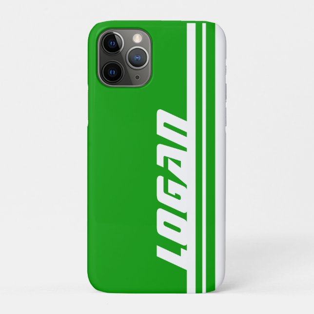 Coques Case-Mate iPhone Nom sports à rayures vert et blanc (Dos)