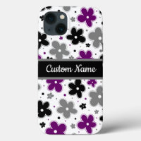 Nom sur Ace Fierté Fleurs violet gris noir blanc