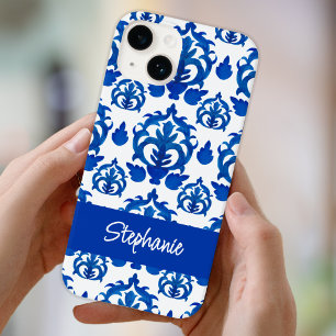 Coque Pour iPhone 14 Nom Toile de Jouy Bleue