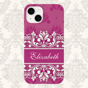 Coque Pour iPhone 14 Nom tourbillon Damask rose