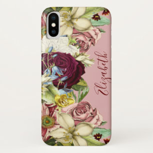 Case-Mate iPhone Case Nom Vintage de la Bourgogne rose florale