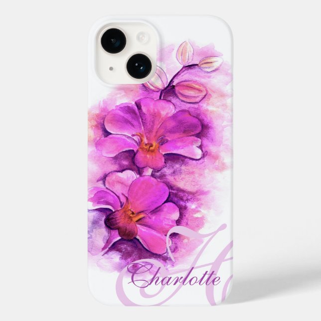 Coques Case-Mate iPhone Nommé rayonnant orchidée art rose floral (Verso)