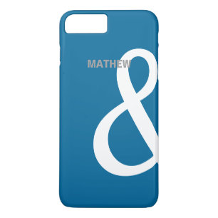 Coque iPhone 8 Plus/7 Plus Noms blancs bleus d'amants d'esperluète