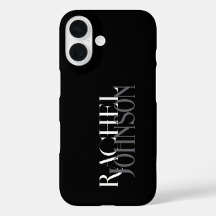 Coques iPhone 16 Noms personnalisés Gris noir