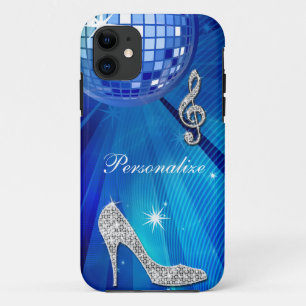 Coques Pour iPhone Note de musique et talon aiguille bleu/argent scin