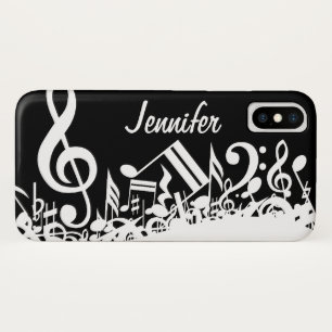 Coques Pour iPhone Notes musicales brouillées blanches personnalisé