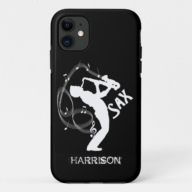 Coques Case-Mate iPhone Notes musicales de Sax Player Instrument Jazz Musi (Dos)