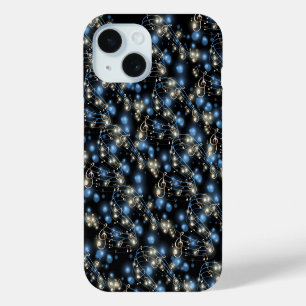 Coque Pour iPhone 15 Notes musicales et lumières des fêtes