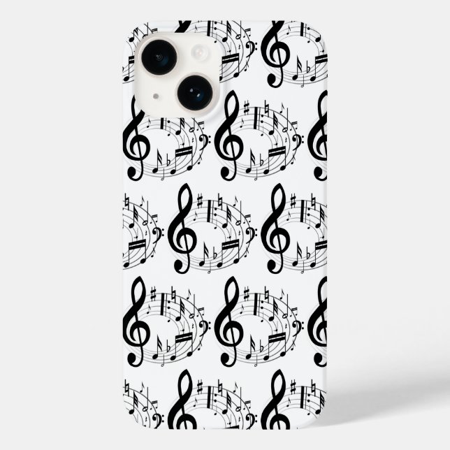 Coques Case-Mate iPhone Notes musicales noires en Motif de forme ovale (Verso)