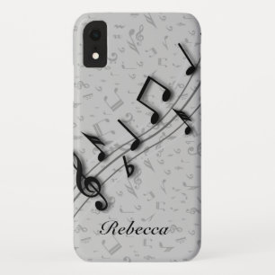 Case-Mate iPhone Case Notes musicales noires et grises personnalisées