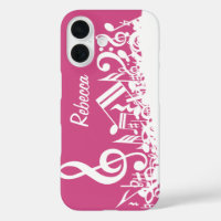 Notes musicales personnalisées Hot rose et blanc