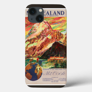Coques Pour iPhone Nouvelle-Zélande Mt. Cook Poster Vintage voyage