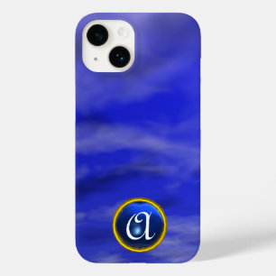 COQUE POUR iPhone 14 NUAGES DANS LE CIEL BLEU SAPPHIRE GEM STONE MONOGR