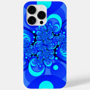 Coque Pour Pour iPhone 14 Pro Max Nuances de bleu Art fractal abstrait moderne