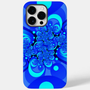 Coque Pour Pour iPhone 14 Pro Max Nuances de bleu moderne art fractal Abstrait