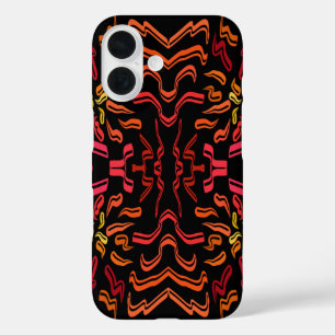 Coques iPhone 16 Nuances d'orange rouge ruban jaune création artist