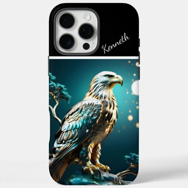 Coques Case-Mate iPhone Nuit illuminée de Lune avec Aigle d'Or (Verso)