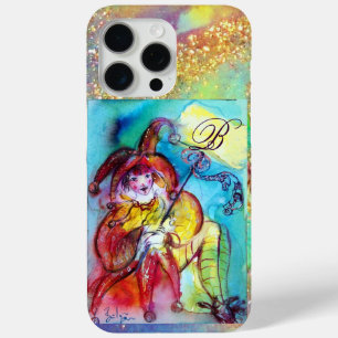 COQUE iPhone 15 PRO MAX NUIT MASQUÉRADE / MONOGRAMME JESTER JAUNE ROUGE