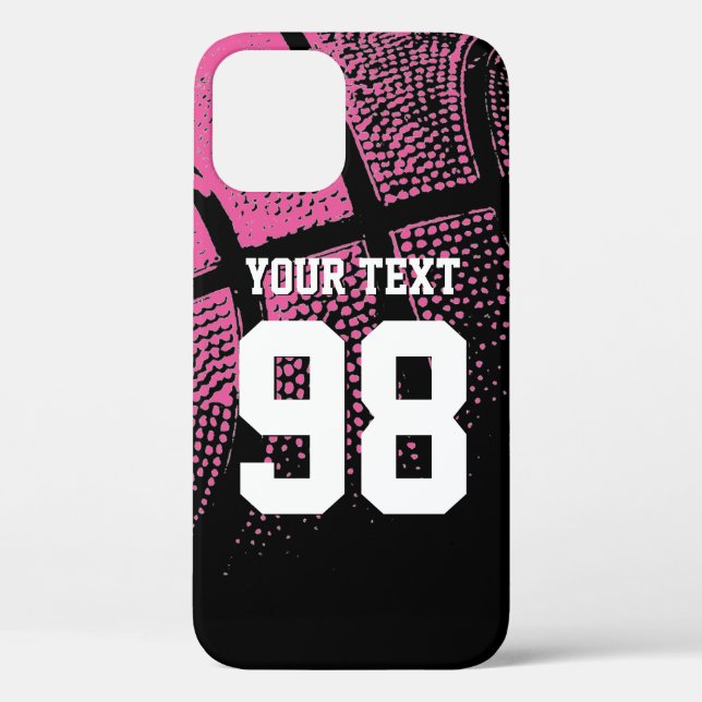 Coques Case-Mate iPhone Numéro de maillot de basket rose personnalisé coqu (Verso)
