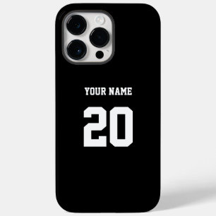 Coque Pour Pour iPhone 14 Pro Max Numéro et nom personnalisés noir et blanc
